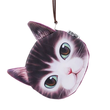 

2020 Popular 3D Cat Face Print Mini Coin Bag Wallet Pocket Women Purse Zip Pouch Key Case Coin Purses Holders Coin Wallet