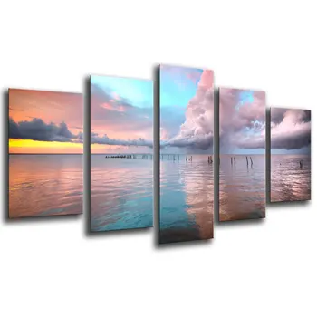 

Landscape Sunset Sea, photo print on wood, modern picture decorative 26037
