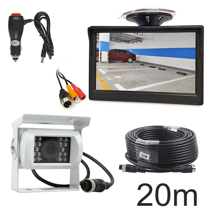 DIYKIT " HD Обратный автомобильный монитор заднего вида Водонепроницаемый CCD ночного видения резервная камера автобус; грузовик; легковой автомобиль камера автомобильное зарядное устройство - Цвет: 20m