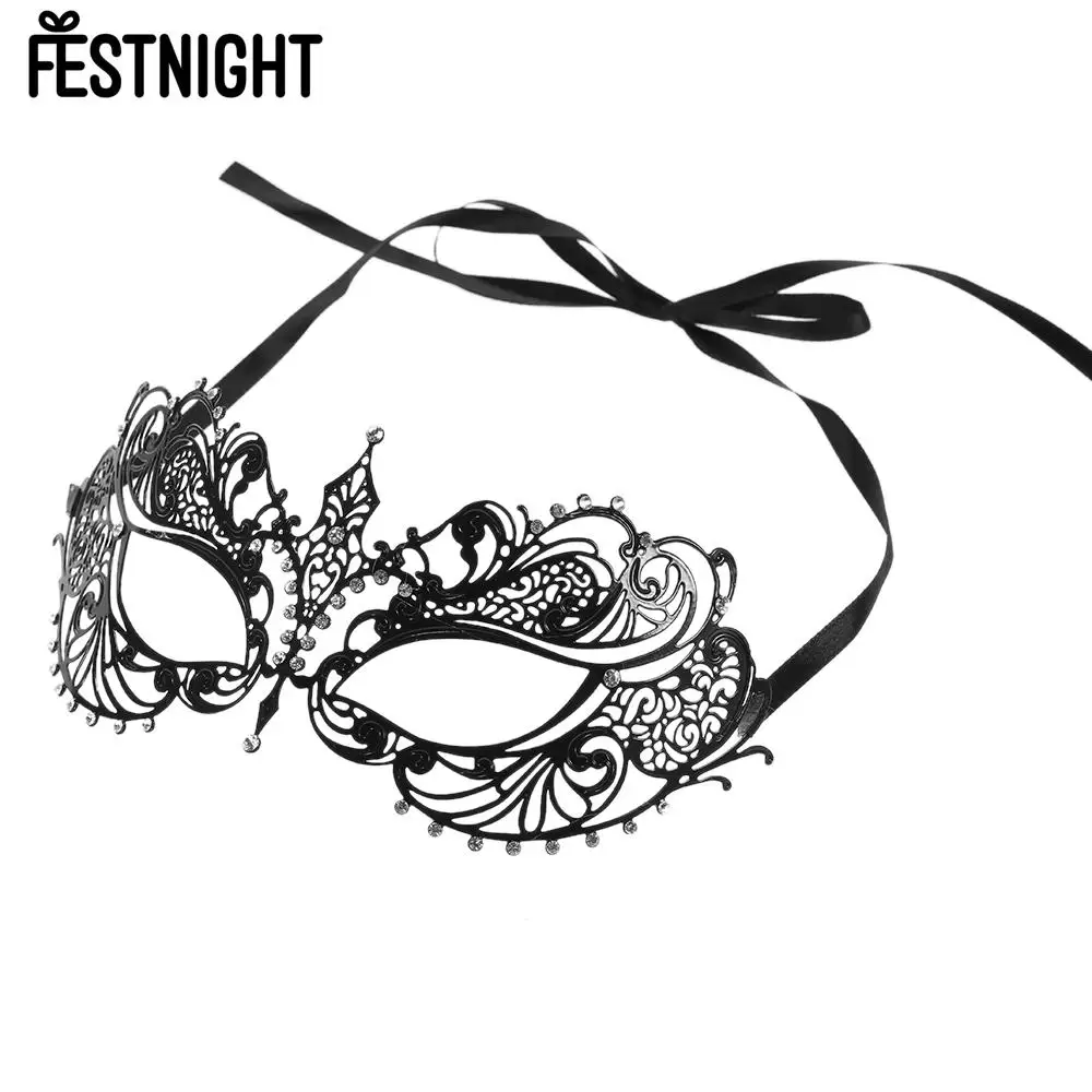 FESTNIGHT, 3 цвета, маска для лица, элегантная, серебряная, лазерная резка, металлическая, полумаска, стразы, маскарадный мяч, маска на Хэллоуин, необычный подарок