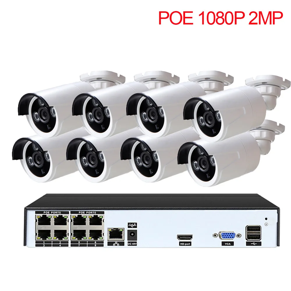 LOFAM 8CH POE NVR комплект HD CCTV камера система 1080P 2.0MP 4.0MP 5.0MP наружная POE ip-камера видеонаблюдения 8CH - Цвет: 2MP IP Cameras