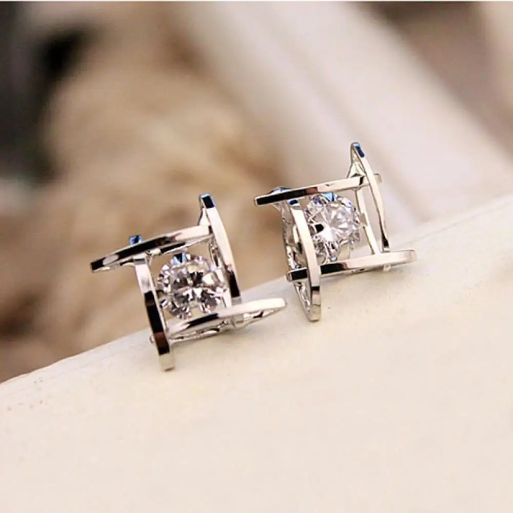 

1 pair Women Girl Diamante Wedding Party Ear Jewelry Gold Silver Plated Bling Zircon Lucid Crystal Earbob Stud Earrings Element