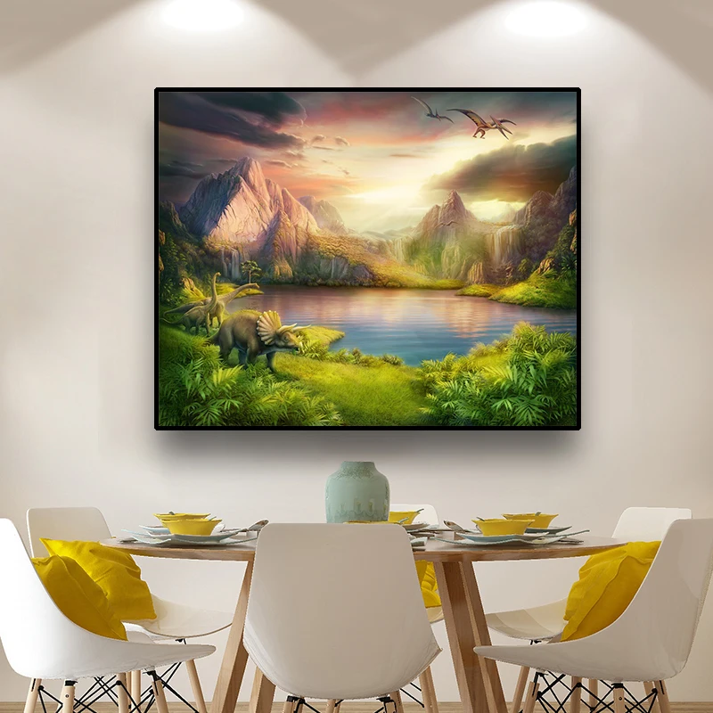 Jurassic World Landscape Poster Wall Art Canvas Painting Modern Living Room Office Decoration Posters And Prints Picture Decor | Дом и сад