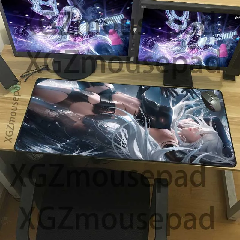  XGZ Anime NieR: Automata Large Mouse Pad Black Lock Edge Custom Computer Desk Mat Rubber Stripe Non