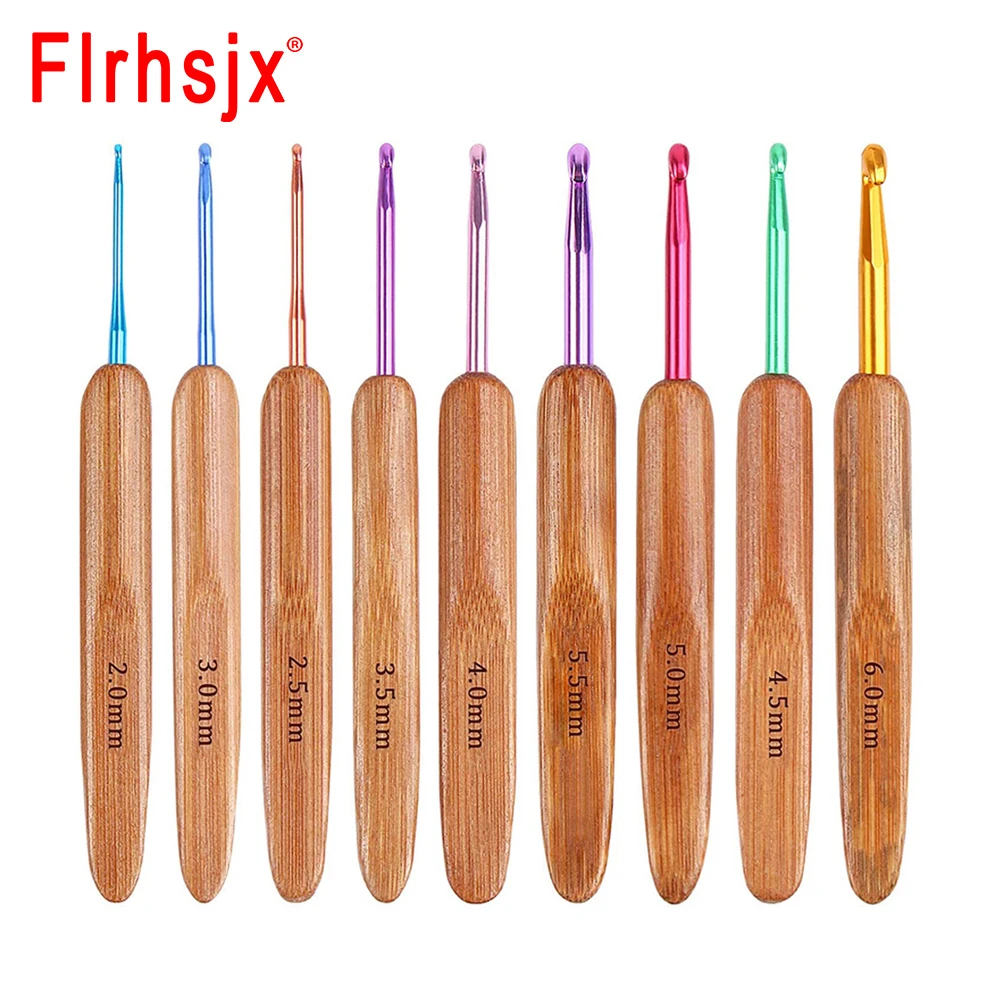 9pcs/Set 2mm-6mm Bamboo Knitting Needles Set Multicolor Hooks DIY Crochet For Yarn Handle | Дом и сад