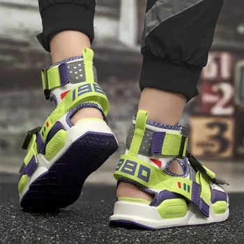 

CASOIPRA Sandals Men Summer Shoes Gladiator 2020 High Top Canvas Beach Casual Shoes Comfortable Slippers Slides Flip Flops Shoes
