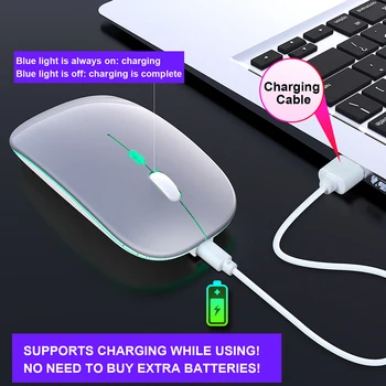 

2.4GHz Portable Low Noise Colorful Lighting Wireless Mouse Desktop PC USB Receiver Optical Rechargeable For Laptop Notebook
