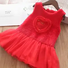 Новинка г.; детское платье-майка из сетчатого материала с блестками и мехом; Рождественская одежда принцессы для девочек; 5 шт./партия;