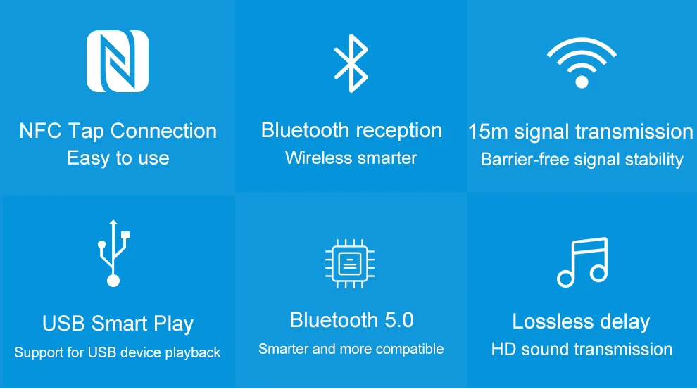 VAORLO NFC 5,0 Bluetooth приемник A2DP AUX 3,5 мм RCA разъем USB умное воспроизведение стерео аудио беспроводной адаптер для автомобиля Комплект динамик