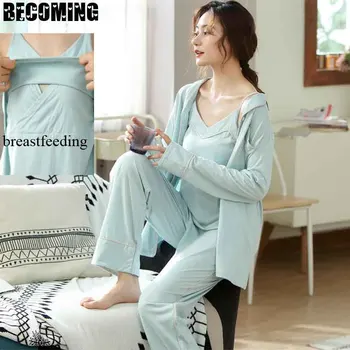 

Cotton Summer Nursing Pajamas Maternity Long Sleeve Clothes Women Nursing Nightwear Pregnant Breastfeeding Pajamas Maternity
