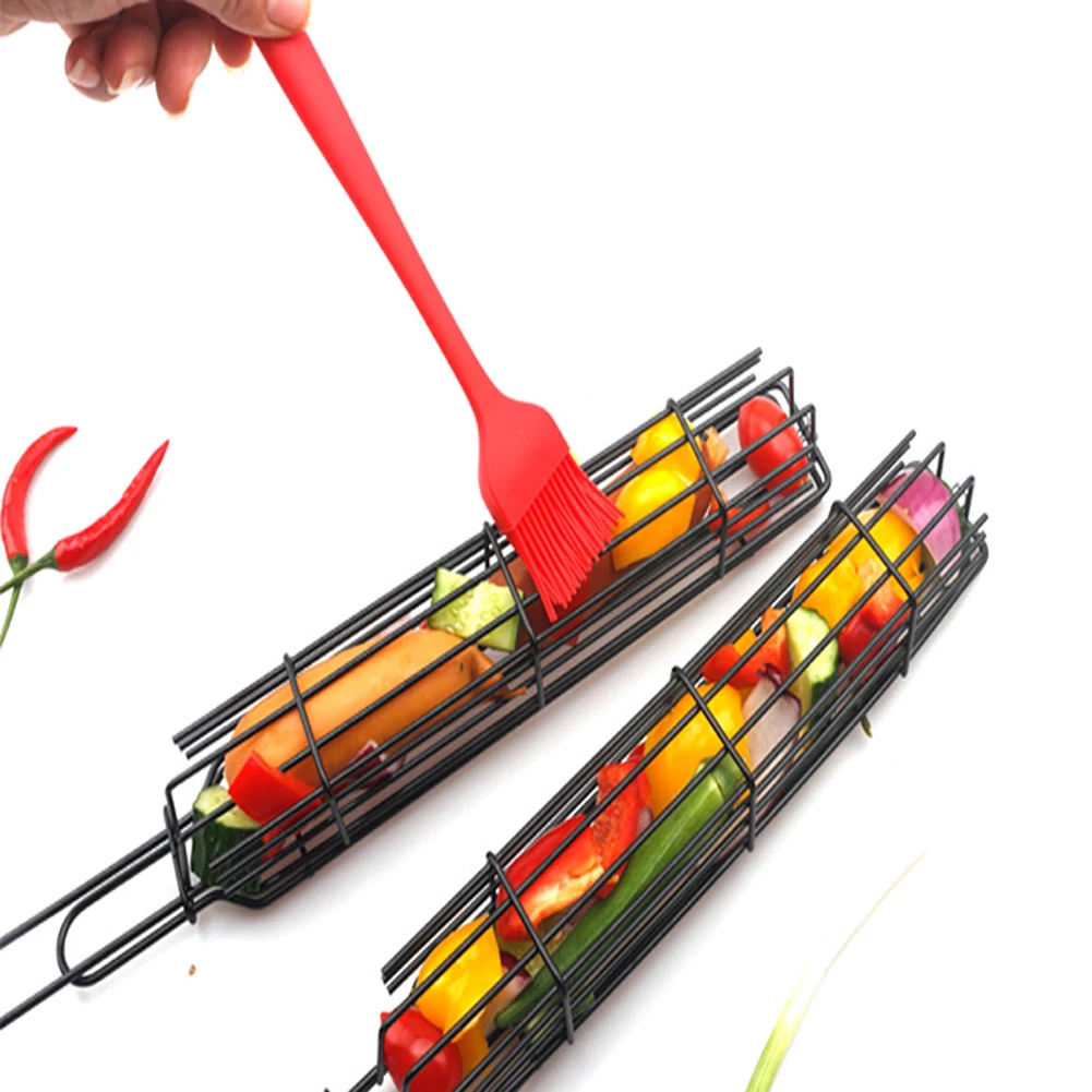 1 шт. прочная деревянная корзина из нержавеющей стали Kabob для барбекю пикника