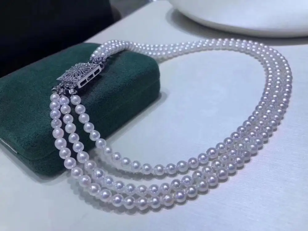 Ювелирные изделия и натуральных материалов пресной воды 6 мм белые кораллы многослойное ожерелье для женщин тонкие ожерелья из жемчуга