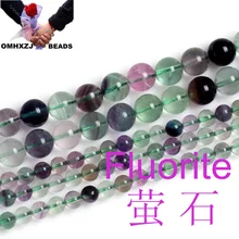 OMHXZJ 4 6 8 10 мм натуральный камень флюорит круглые бусины выбор Размер для изготовления ювелирных изделий ZZ27