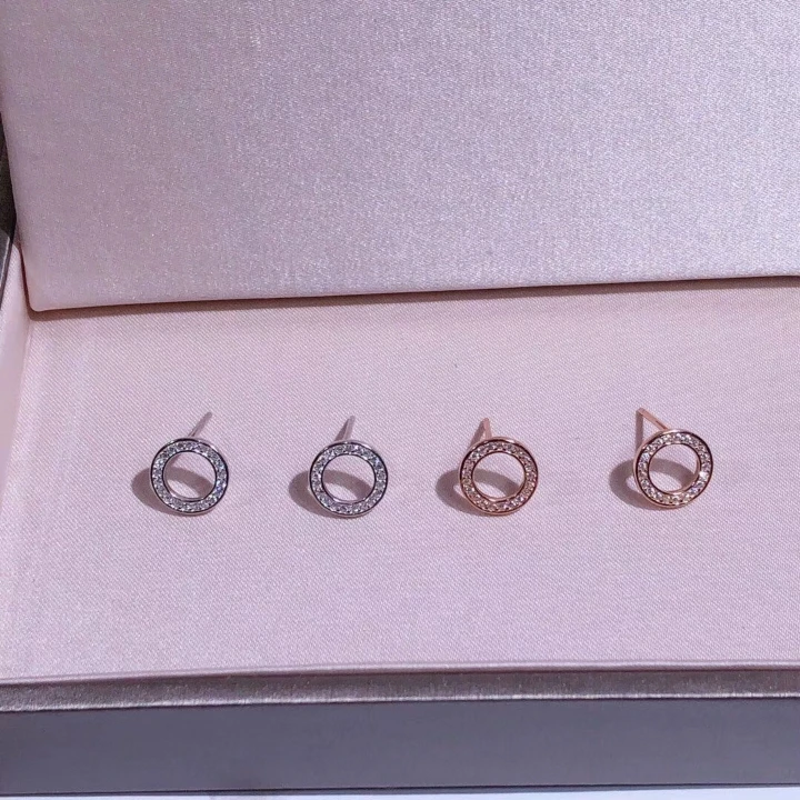 

YPD12 S925 Silver-inlaid Zircon Individual Round Earrings