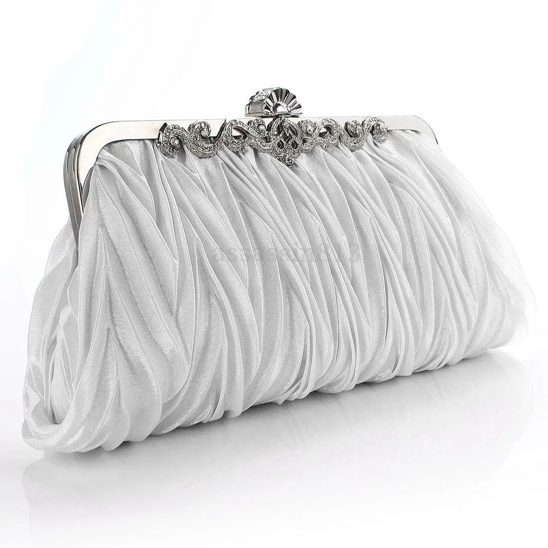 Женские вечерние сумочки, кошельки, свадебные вечерние сумочки, сумочка на цепочке, Кристальный клатч, свадебные атласные сумочки - Цвет: White
