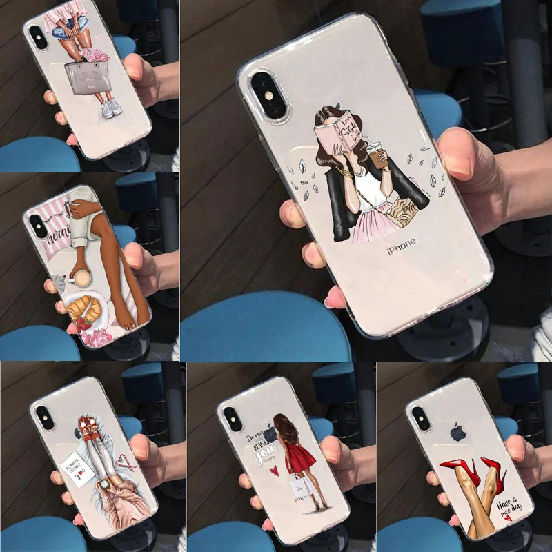 VOGUE queen Princess Girl Female boss coffee Мягкий Силиконовый ТПУ чехол для телефона iphone 5C 6 6S 7 8 Plus 5S
