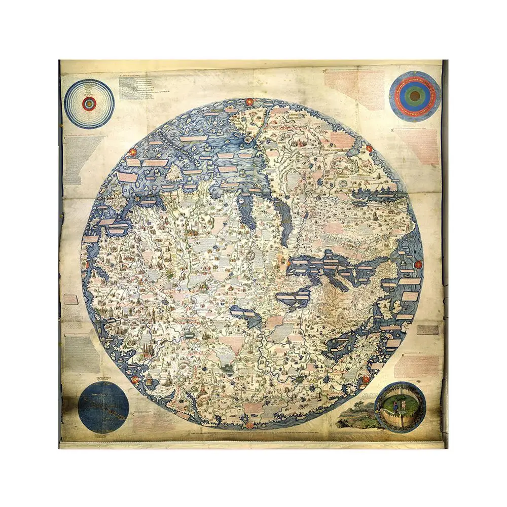 

World Map Retro Style Non-woven Foldable Waterproof 90x90cm HD World Map For Trip and Travel