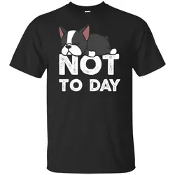 «Нет» и не сегодня ленивый Бостон-терьер рубашка собачников Для женщин Для Мужчин Черная Футболка Harajuku в стиле хип-хоп Футболка