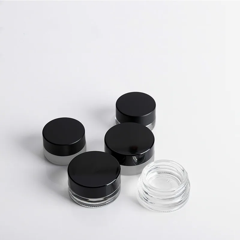 50 шт 3 г 5 г прозрачная стеклянная банка для крема косметический образец крема для глаз маленькая круглая бутылка контейнер стеклянный флакон с черной крышкой