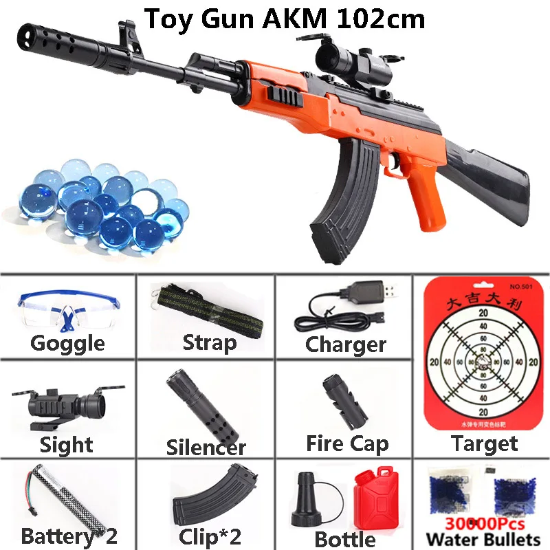 AKM Электрическая автоматическая винтовка AKM игрушечный пистолет AK 47 102 см безопасная водяная пуля стрельба игрушки Воздушные мягкие снайперские оружие страйкбол пневматические пистолеты - Цвет: AKM