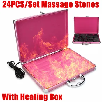 

24/42pcs Hot Stone Massage Set Heater Box Heated Case Relieve Stress Back Pain Energy Stone SPA Health Care Lava Basalt Stones