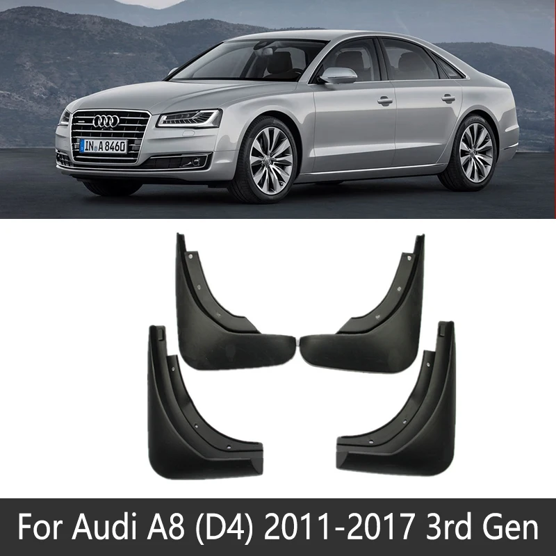 Брызговик для Audi A8 D3 D4 D5 2008~ Fender брызговик закрылки аксессуары для брызговиков 2009 2010 2011 - Название цвета: 2011-2017 D4