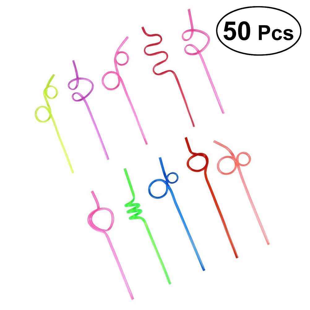 

50PCS PVC Crazy Loop Straws Crazy Reusable Drinking Straws in Assorted Colors Great for Parties Carnivals Fun Mixed Color