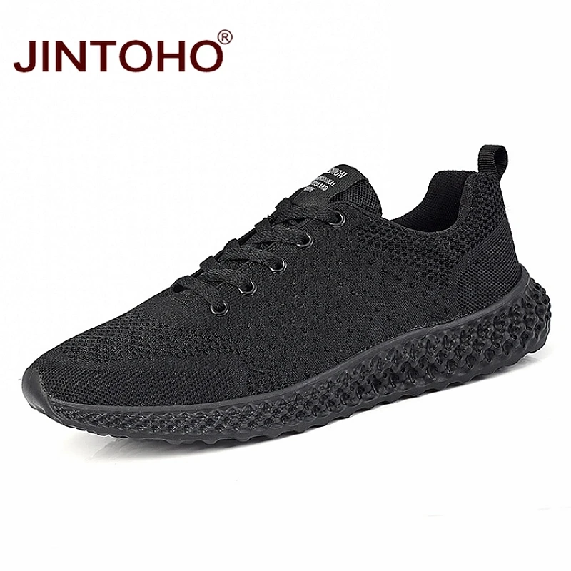 black JINTOHO дышащая мужская дешевая спортивная обувь мужская обувь для бега уличные спортивные кроссовки для мужчин корейские кроссовки мужские s кроссовки - Цвет: black