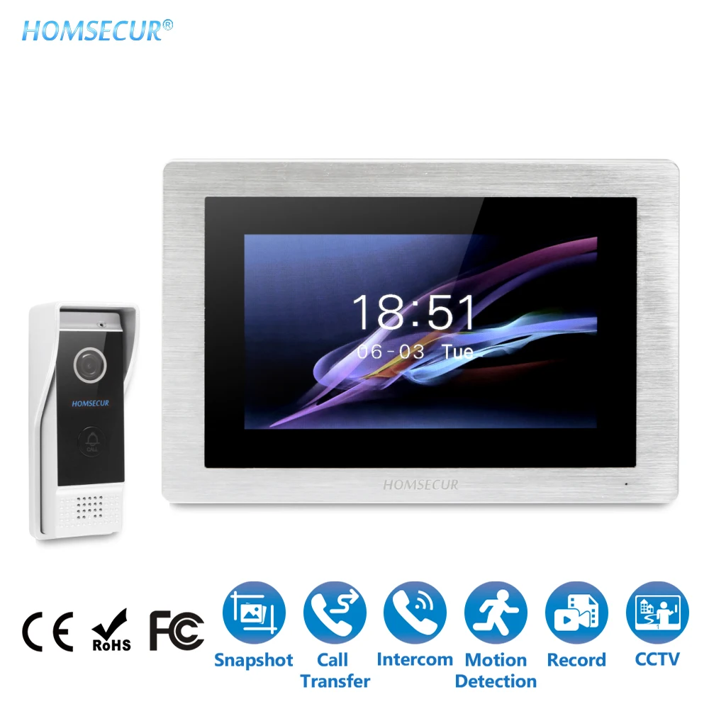

EU Delivery HOMSECUR 7" Hands-free Video Door Phone Intercom System+Aluminium Alloy Camera BC031-B+BM714-S