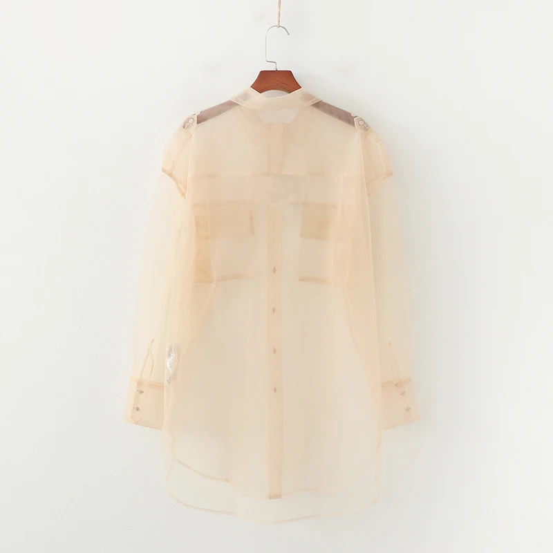 Skup Lato top 2019 dorywczo beżowy odzież damska z długim rękawem koszule damskie mesh kobiet popy i bluzki