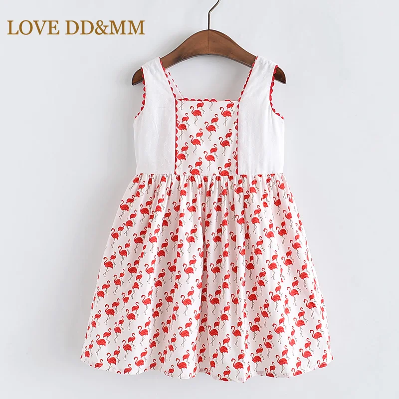 Красивые платья для девочек DD& MM новая детская одежда модное милое Красное Кружевное платье-майка без рукавов с принтом фламинго для девочек