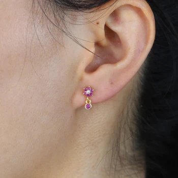 

Cute Romantic Lovely colorful Stone Flower Shape drop dangle Earrings for lady girl rainbow Cubic Zirconia For Women jewelry