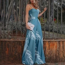 

Fashion Jumpsuit Women Leaf Printed One Piece Outfit Women Straped Sleeveless Backless Long Jumpsuits Boho Indie 90s Aesthetic