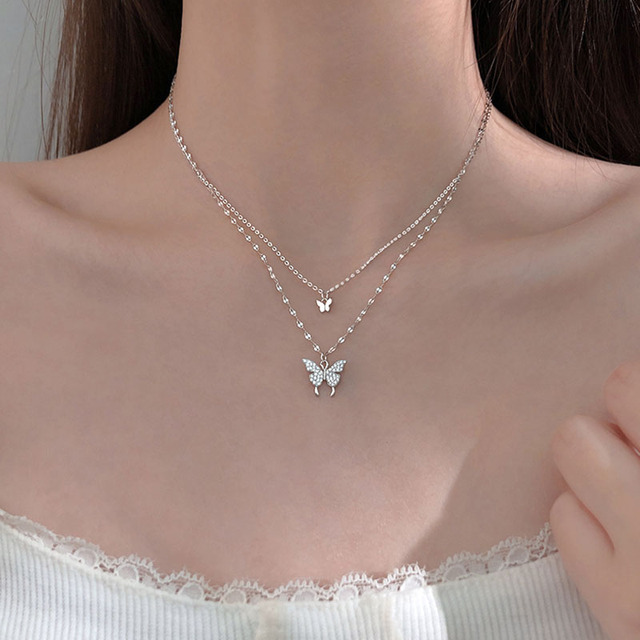 Quality Shiny Crystal Zircon Necklace Rose Gold Double Layer Choker Necklace For Women Fashion Jewelry Party Gift Wholesale