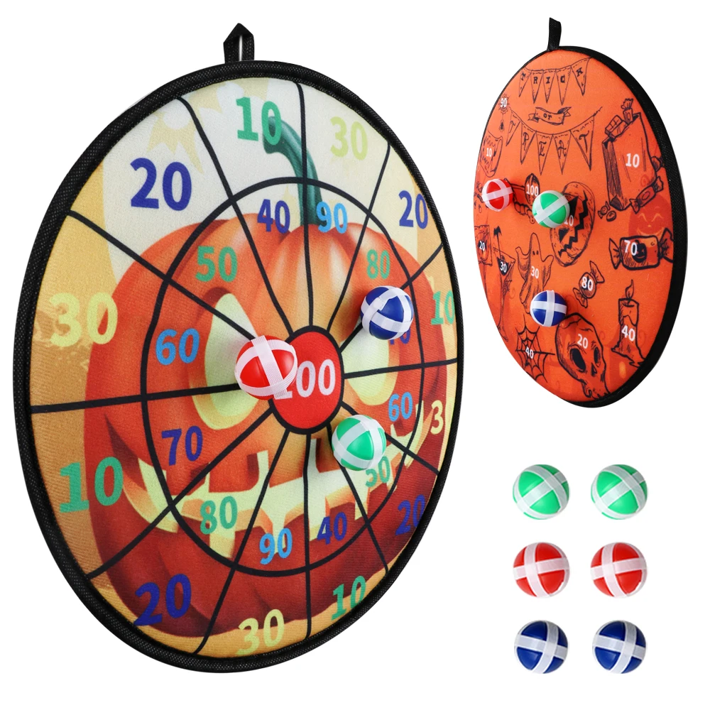 

Halloween Darts Board Double-Sided Dart Board Game Set With 6 Sticky Balls Toy Gift for Kids Family Fun Indoor Outdoor Party