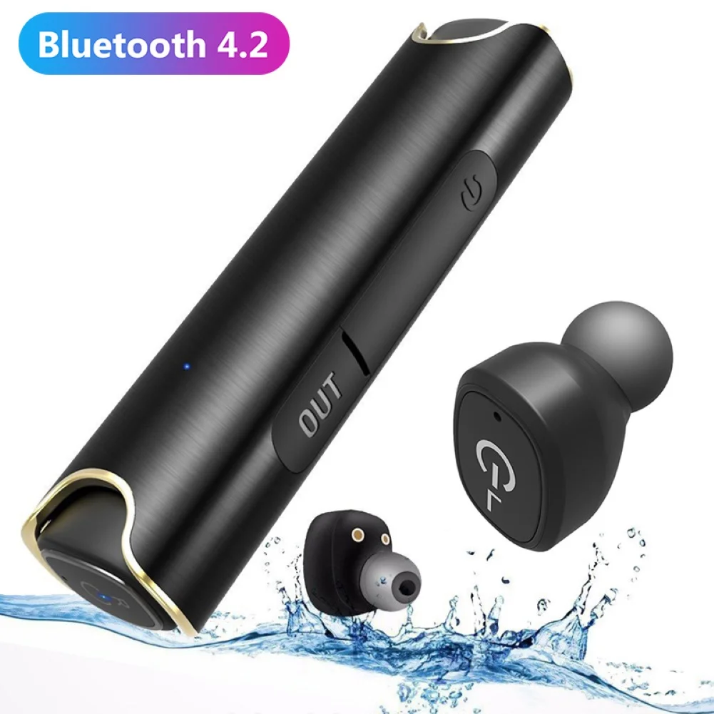 S2 мини Bluetooth беспроводные наушники тяжелый бас стерео водонепроницаемые спортивные наушники с зарядным устройством