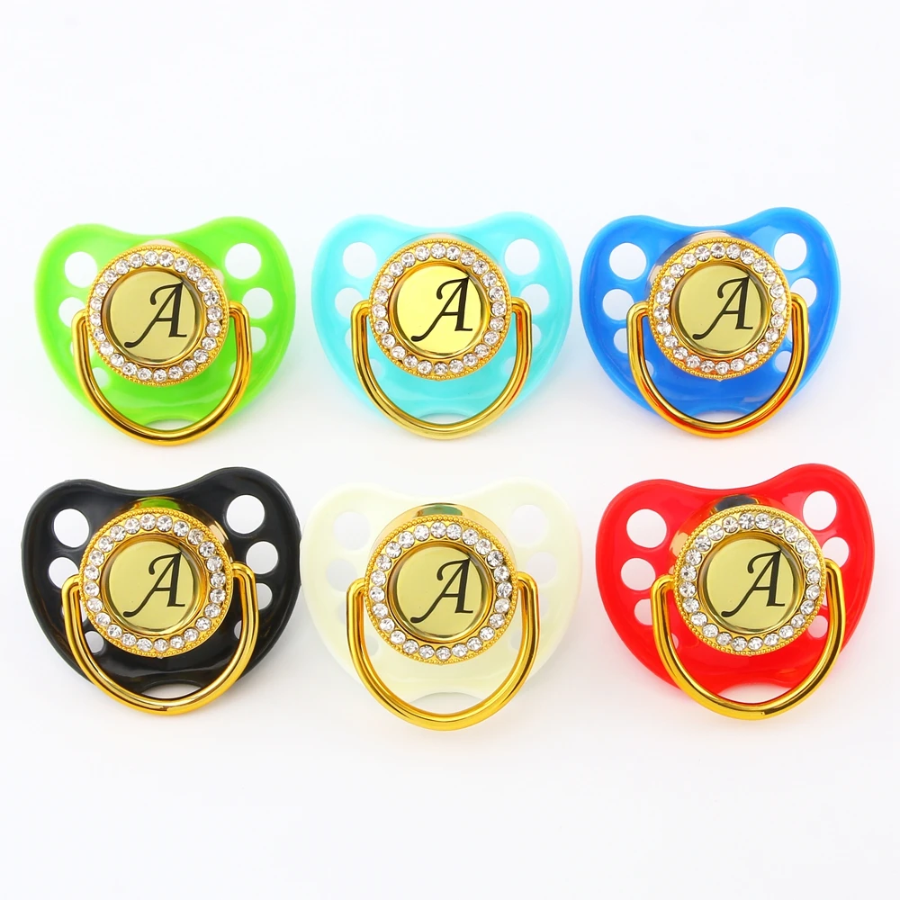 Bling Bling Customized Letter Pacifier For Baby Six Colors Dummy With Name Initials Letter Chupeta 0-18M Baby