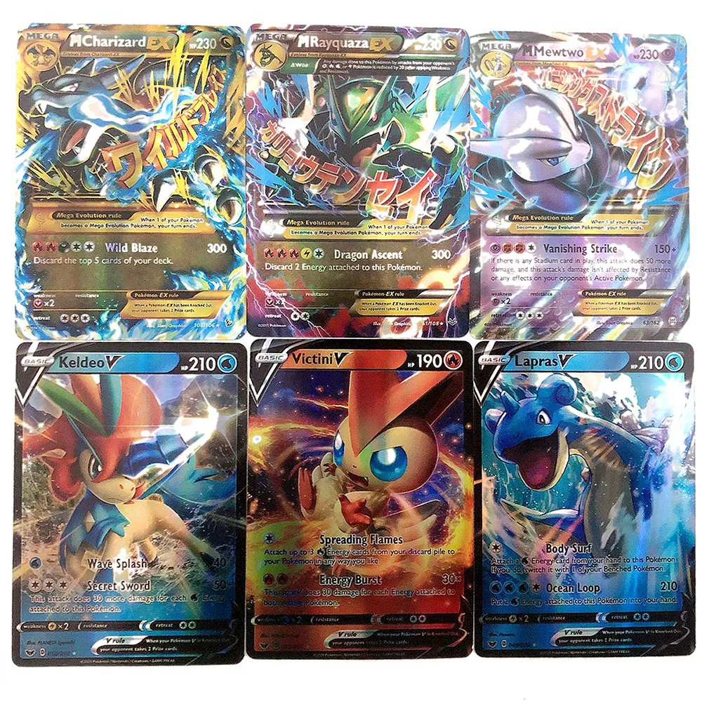 Buen trato Tarjetas brillantes de Pokemon V VMAX TAKARA TOMY, caja de refuerzo de colección de cartas de juego de batalla, MEGA GX en inglés, juguete para regalo para niños, 34 Uds. 0LdJlk6dne1