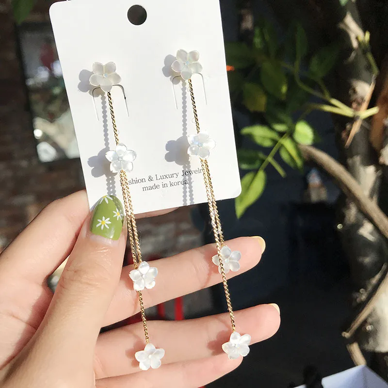 2019-Korean-New-Fashion-Classic-Lady-Pendant-Earrings-Shell-Flower-Tassel-Earrings-Bohemian-Elegant-Earrings-For