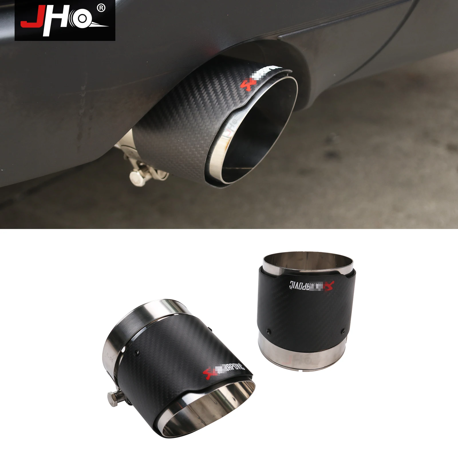 JHO CUSTOM FIT Carbon Grain Rear Exhaust Pipe Tail Muffler Tip For Jeep