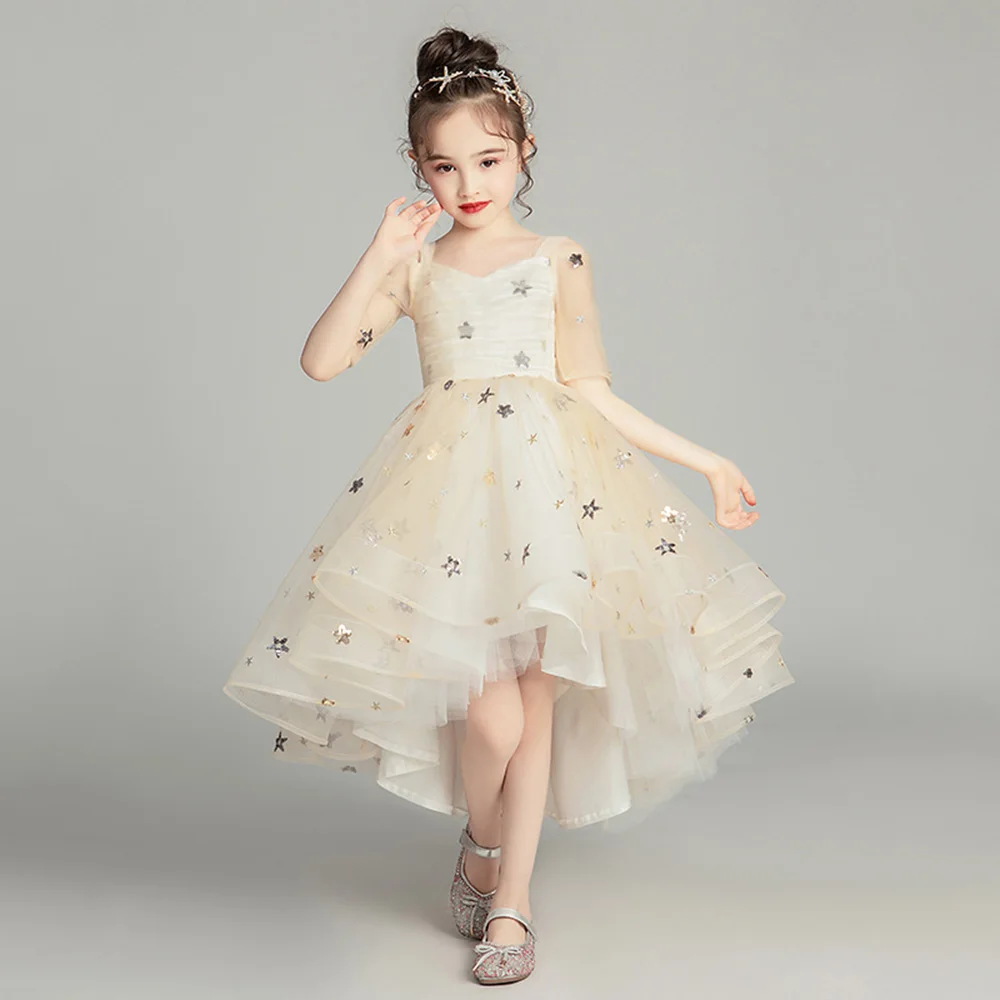Новые кружевные платья с цветочным узором для девочек, платье для свадебной вечеринки на Рождество для маленьких девочек
