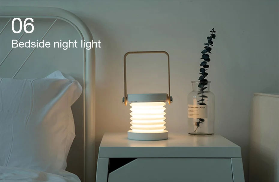 retractable lantern table lamp light decorative bedside folding wireless design