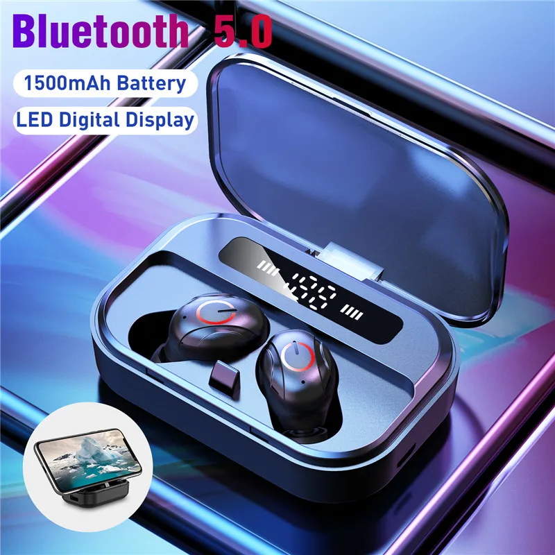 TWS-наушники T11 Беспроводные с поддержкой Bluetooth и светодиодный ным футляром на 3500