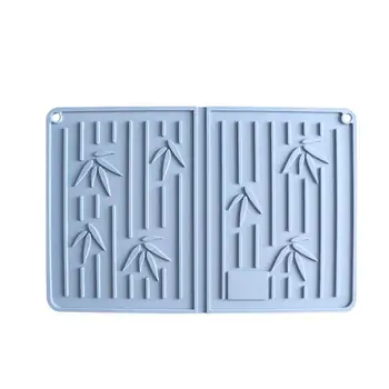 

Bamboo Pattern Silicone Drying Non-Slip Mat Countertop Drain Pad Drain Tray For Tableware Pans Glassware