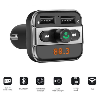 

Bluetooth FM Transmitter Car MP3 Player Handsfree Car Kit 5V/2.4A 2 USB Charger Support TF card USB Flash Driver for IOS Android