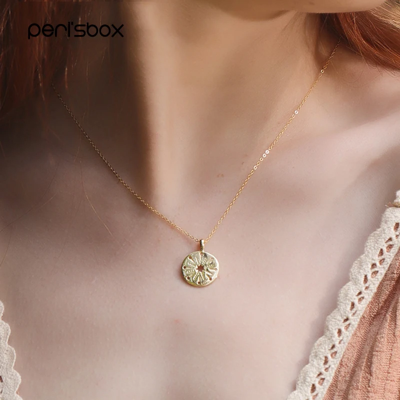 Peri'sbox выдалбливают Heptago шикарные золотые Цепочки и ожерелья симметричные 925 пробы серебро Цепочки и ожерелья Для женщин Starburst минималистское ожерелье