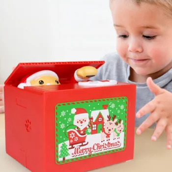 

Kids Christmas Santa Thief Money Boxes Toy Piggy Banks Gift Kids Money Boxes Automatic Stole Coin Piggy Bank Money Saving Box
