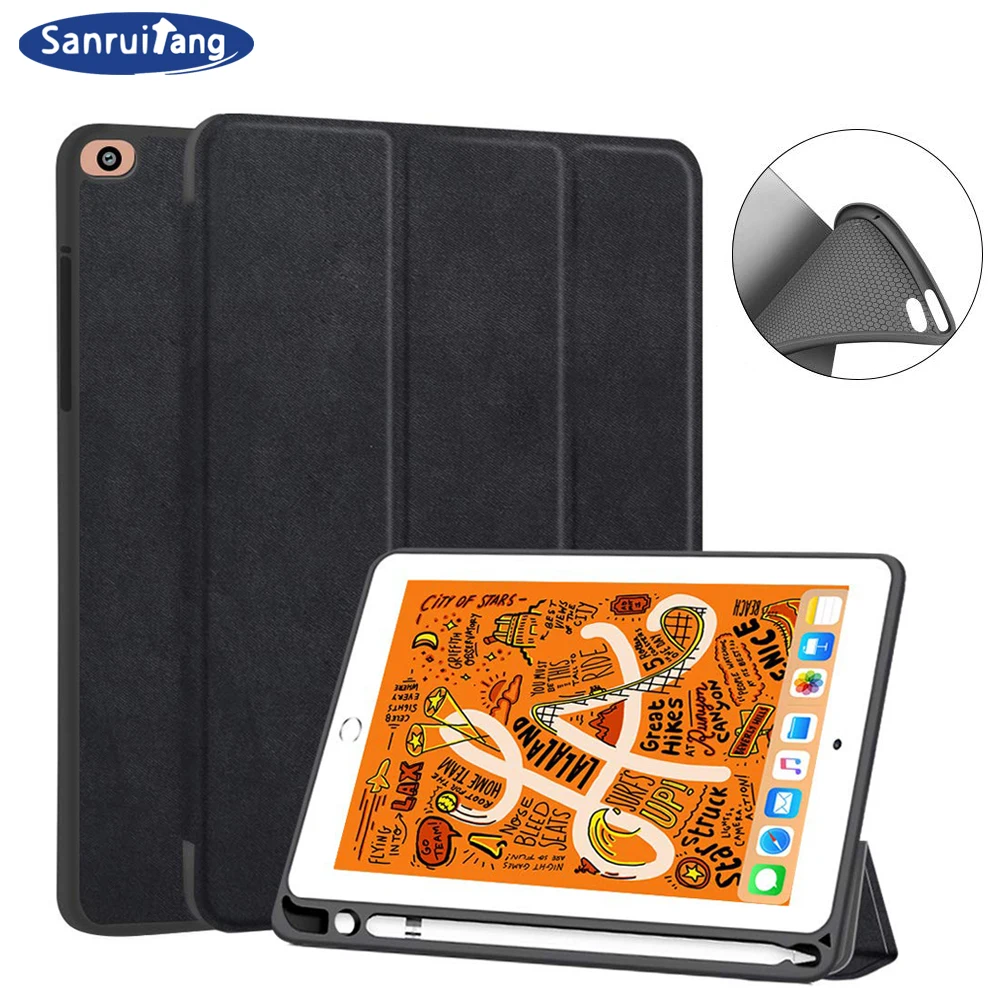 Чехол для нового iPad mini 5, 7,9 дюйма, дюйма, с держателем для карандашей, умный чехол из искусственной кожи, тканевый силиконовый чехол для iPad mini 4 Funda