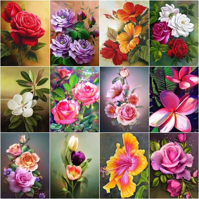 Paint Number Canvas Digital Oil Painting  Picture Painting Numbers Canvas  Flowers - Paint By Number Package - Aliexpress