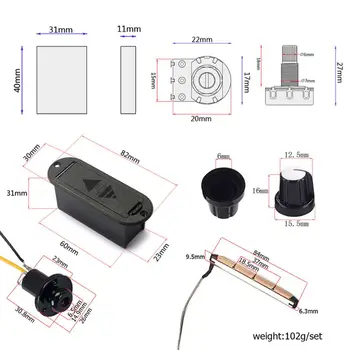 

Guitar Pickup Preamp Active Amplifier Treble and Volume Control For Acoustic Bass Electrical Ukulele